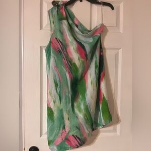 Green and Pink one shoulder Women's Dress